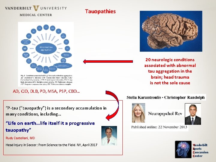 Tauopathies 20 neurologic conditions associated with abnormal tau aggregation in the brain; head trauma