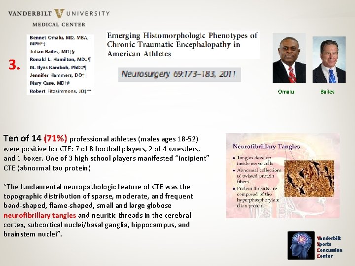 3. Omalu Bailes Ten of 14 (71%) professional athletes (males ages 18 -52) were