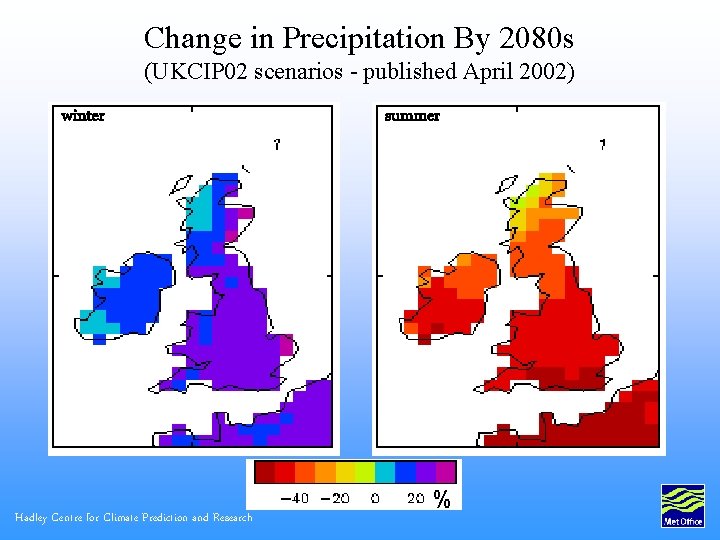 Change in Precipitation By 2080 s (UKCIP 02 scenarios - published April 2002) winter