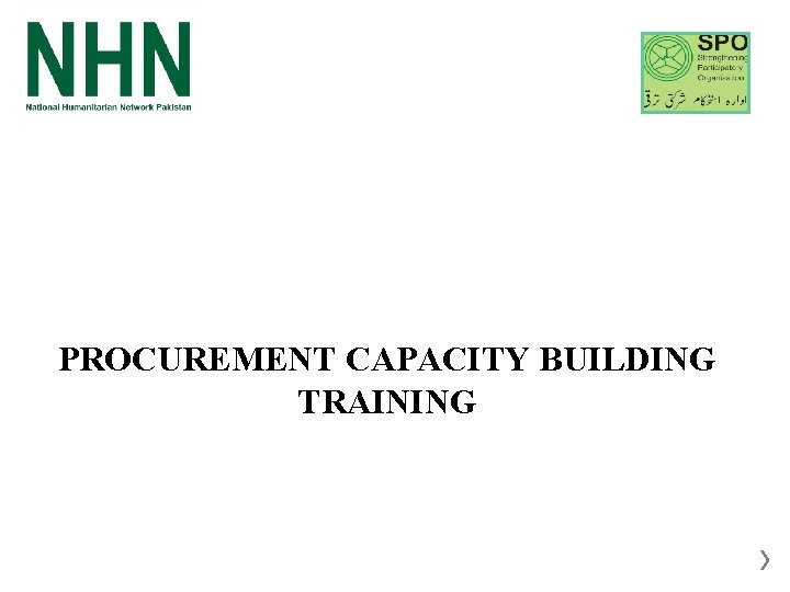 PROCUREMENT CAPACITY BUILDING TRAINING 