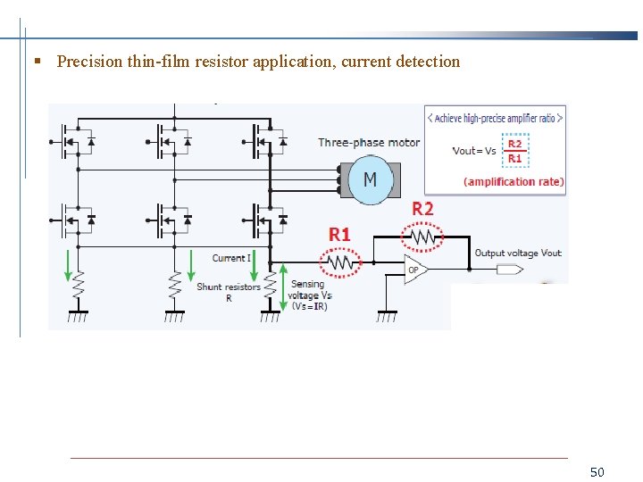 § Precision thin-film resistor application, current detection 50 