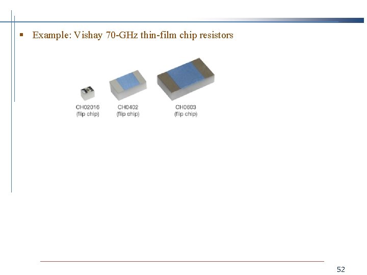 § Example: Vishay 70 -GHz thin-film chip resistors 52 