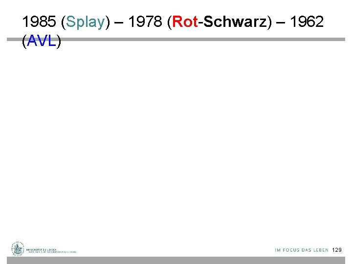 1985 (Splay) – 1978 (Rot-Schwarz) – 1962 (AVL) 129 