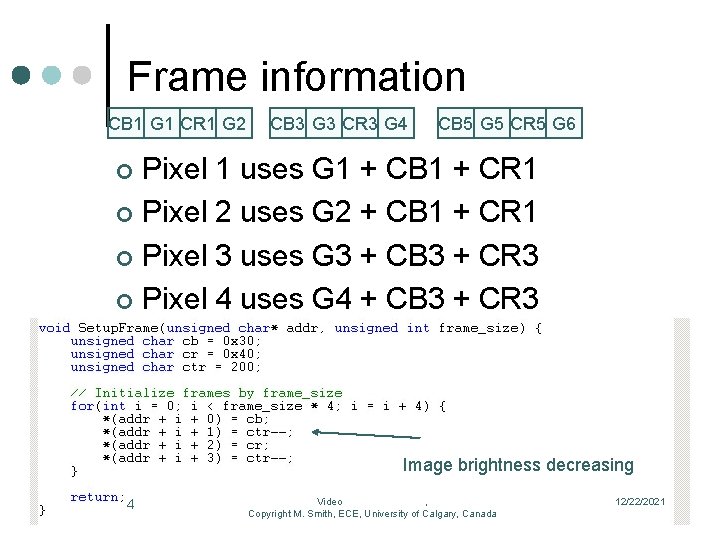 Frame information CB 1 G 1 CR 1 G 2 CB 3 G 3