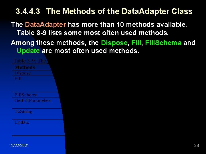 3. 4. 4. 3 The Methods of the Data. Adapter Class The Data. Adapter