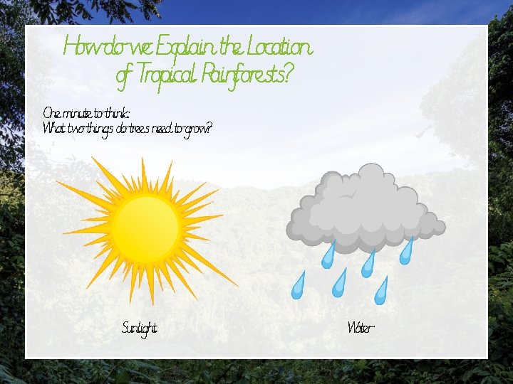 How do we Explain the Location of Tropical Rainforests? One minute to think: What