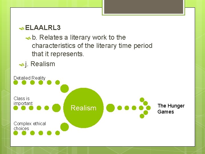  ELAALRL 3 b. Relates a literary work to the characteristics of the literary