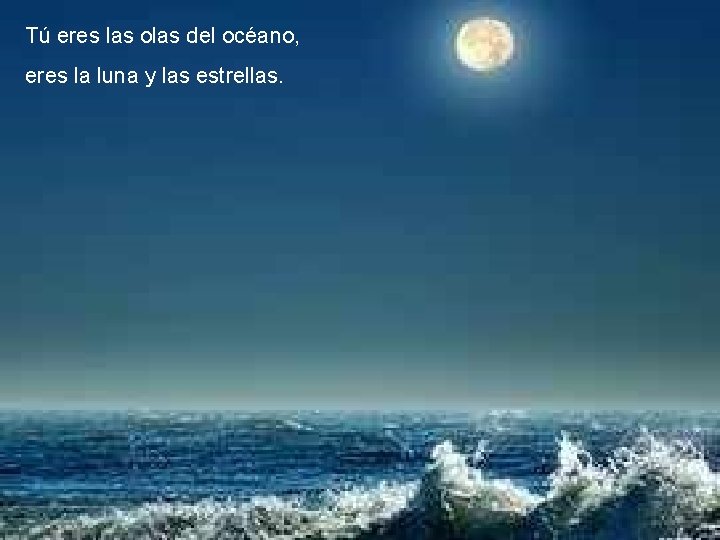 Tú eres las olas del océano, eres la luna y las estrellas. 