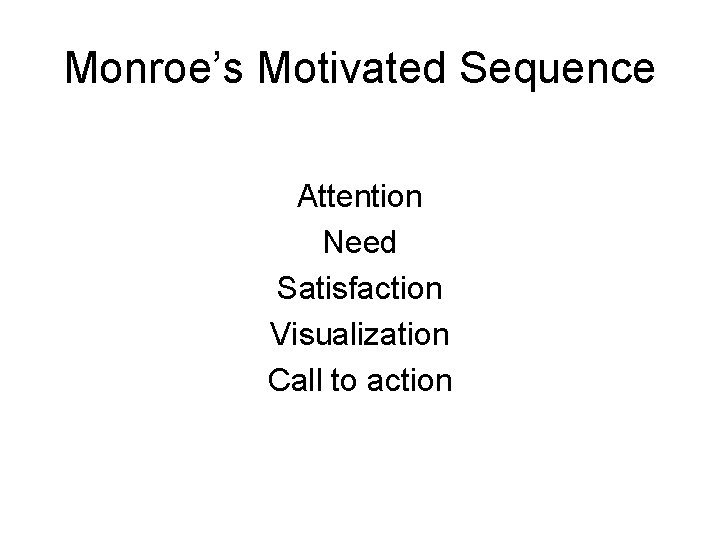 Monroe’s Motivated Sequence Attention Need Satisfaction Visualization Call to action 