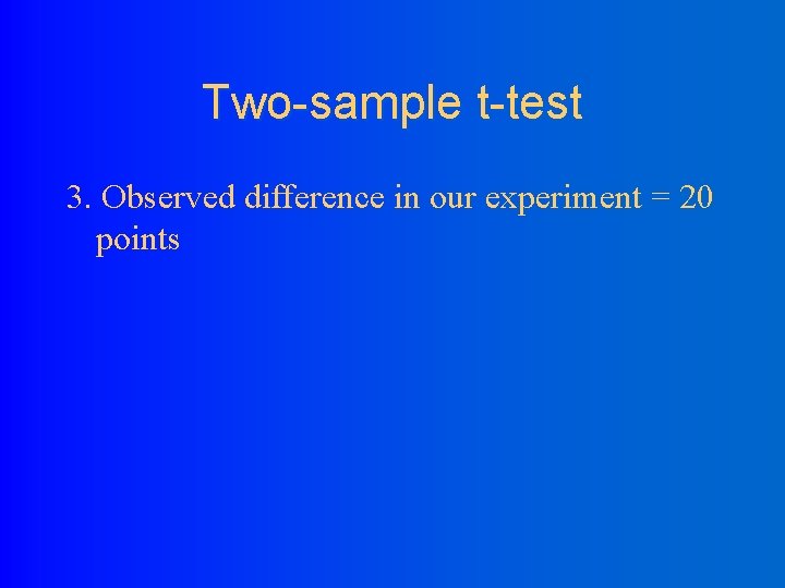 Two-sample t-test 3. Observed difference in our experiment = 20 points 