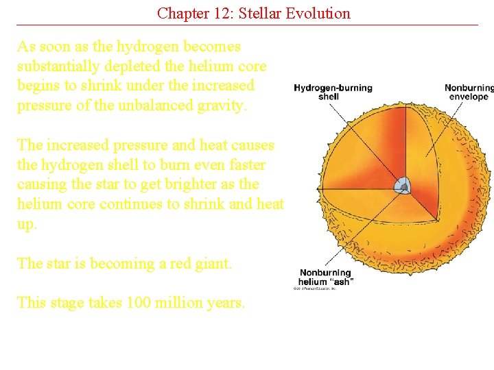 Chapter 12: Stellar Evolution As soon as the hydrogen becomes substantially depleted the helium