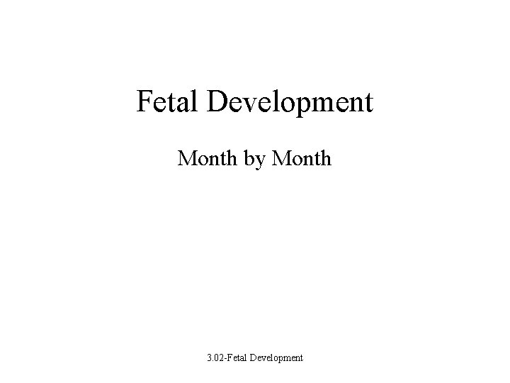 Fetal Development Month by Month 3. 02 -Fetal Development 