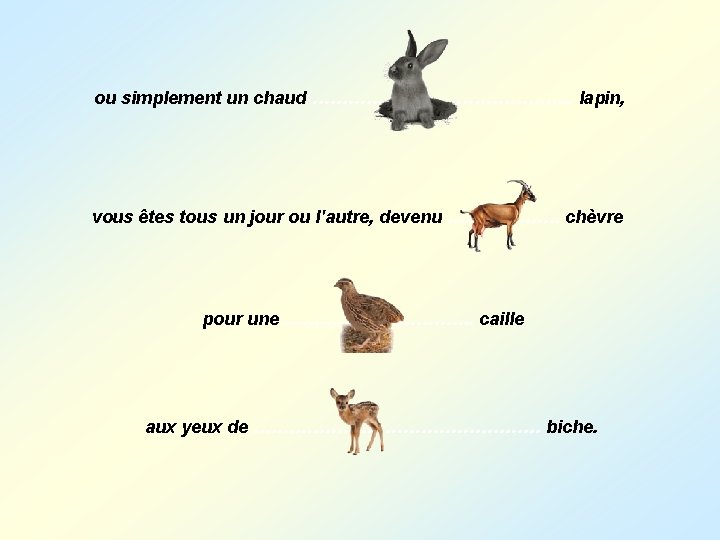 ou simplement un chaud …………………. . lapin, vous êtes tous un jour ou l'autre,