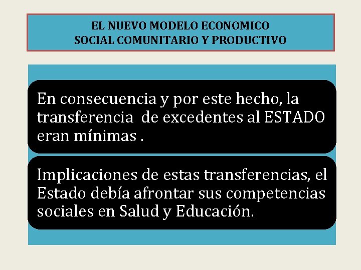 EL NUEVO MODELO ECONOMICO SOCIAL COMUNITARIO Y PRODUCTIVO En consecuencia y por este hecho,