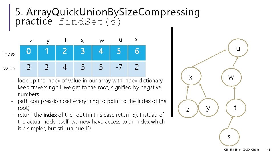Array Union Lecture 19 Array Disjoint Sets and more Graphs