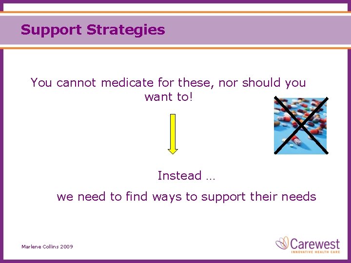 Support Strategies You cannot medicate for these, nor should you want to! Instead …