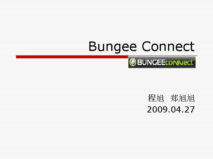 Bungee Connect 程旭 郑旭旭 2009. 04. 27 