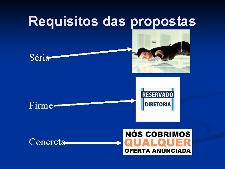 Requisitos das propostas Séria Firme Concreta 