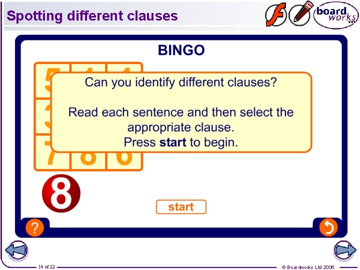 Spotting different clauses 14 of 22 © Boardworks Ltd 2006 