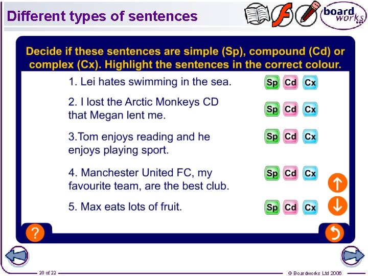 Different types of sentences 20 of 22 © Boardworks Ltd 2006 