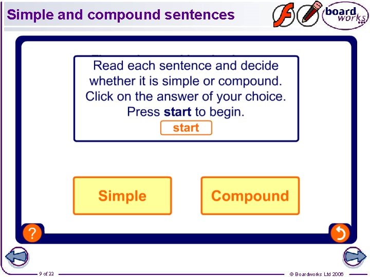 Simple and compound sentences 9 of 22 © Boardworks Ltd 2006 