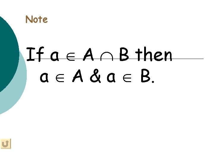 Note If a A B then a A & a B. 