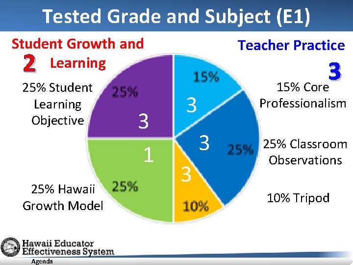 Tested Grade and Subject (E 1) Student Growth and Learning Teacher Practice 2 25%