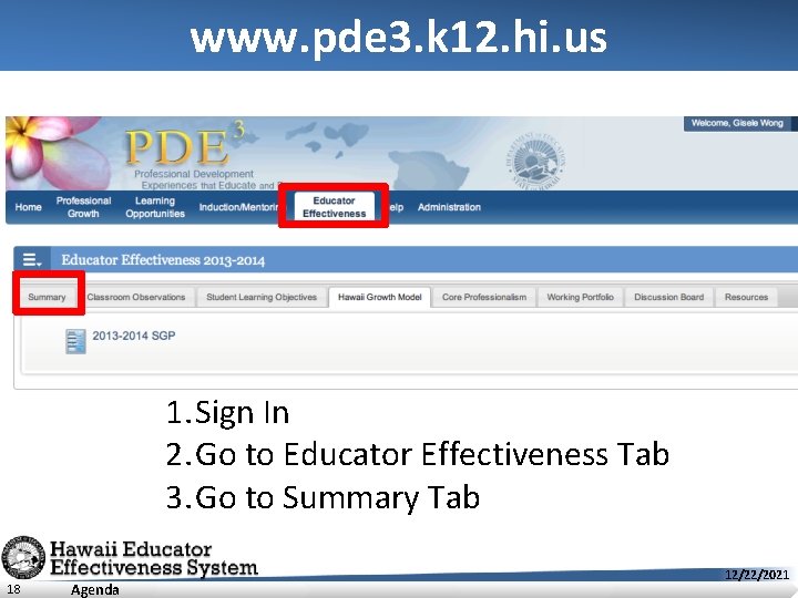 www. pde 3. k 12. hi. us 1. Sign In 2. Go to Educator