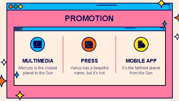 PROMOTION MULTIMEDIA PRESS MOBILE APP Mercury is the closest planet to the Sun Venus