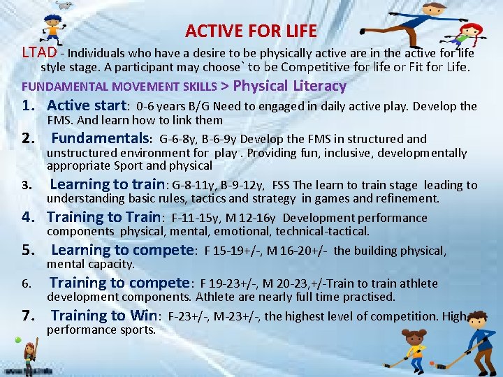 ACTIVE FOR LIFE LTAD - Individuals who have a desire to be physically active