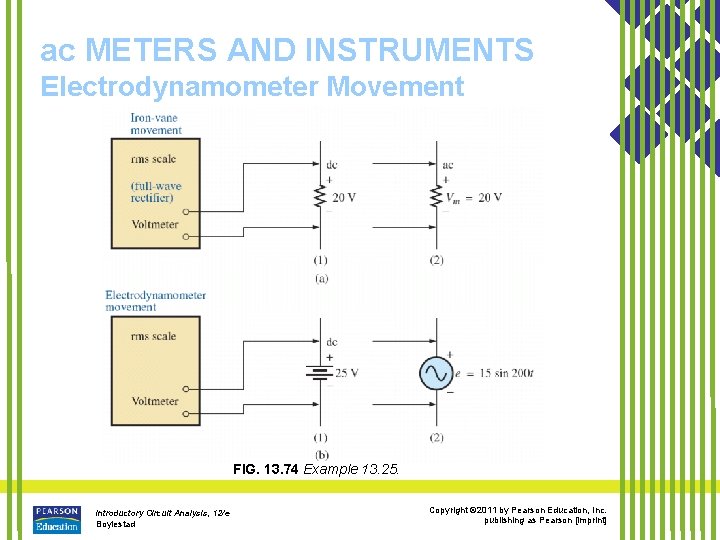 ac METERS AND INSTRUMENTS Electrodynamometer Movement FIG. 13. 74 Example 13. 25. Introductory Circuit