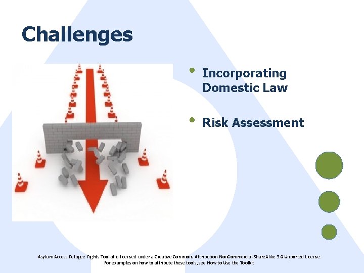 Challenges • • Incorporating Domestic Law Risk Assessment Asylum Access Refugee Rights Toolkit is