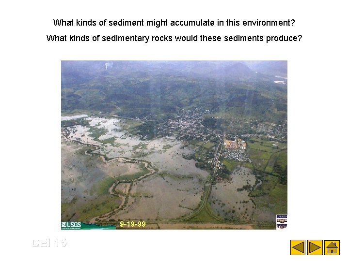 What kinds of sediment might accumulate in this environment? What kinds of sedimentary rocks