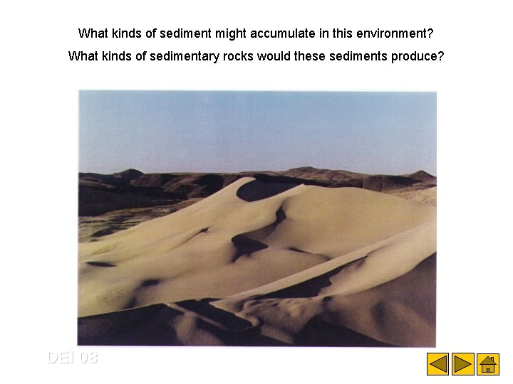 What kinds of sediment might accumulate in this environment? What kinds of sedimentary rocks