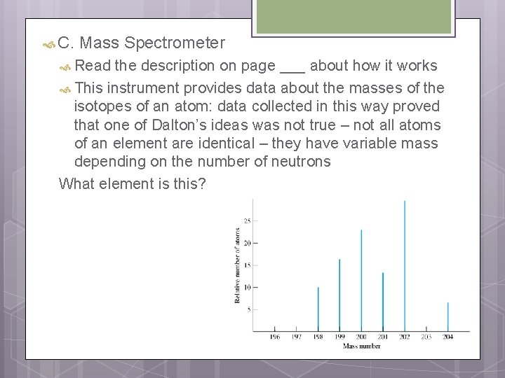  C. Mass Spectrometer Read the description on page ___ about how it works