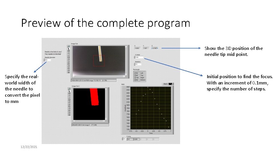 Preview of the complete program Show the 3 D position of the needle tip