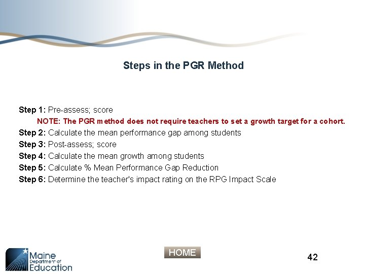 Steps in the PGR Method Step 1: Pre-assess; score NOTE: The PGR method does