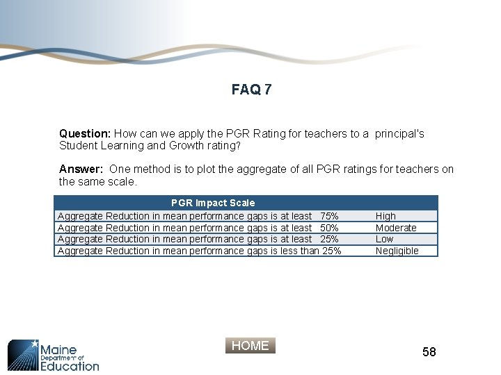 FAQ 7 Question: How can we apply the PGR Rating for teachers to a