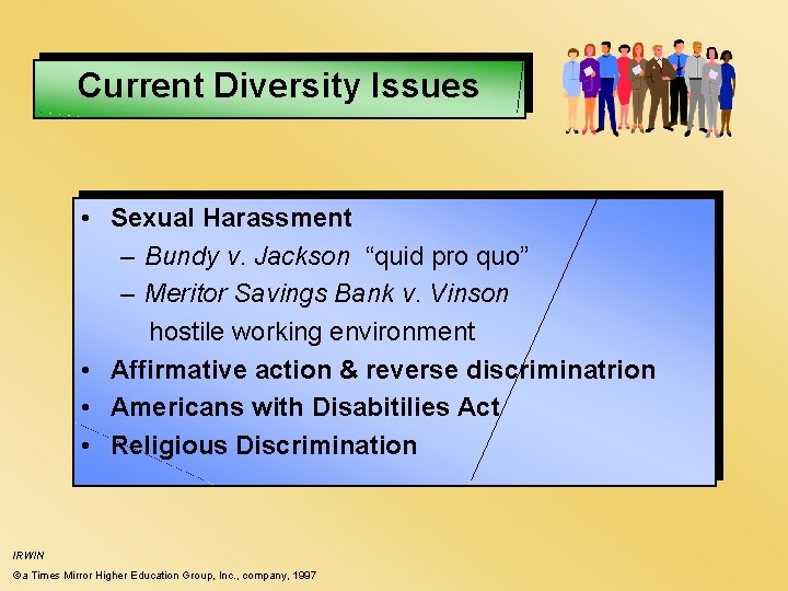 Current Diversity Issues • Sexual Harassment – Bundy v. Jackson “quid pro quo” –