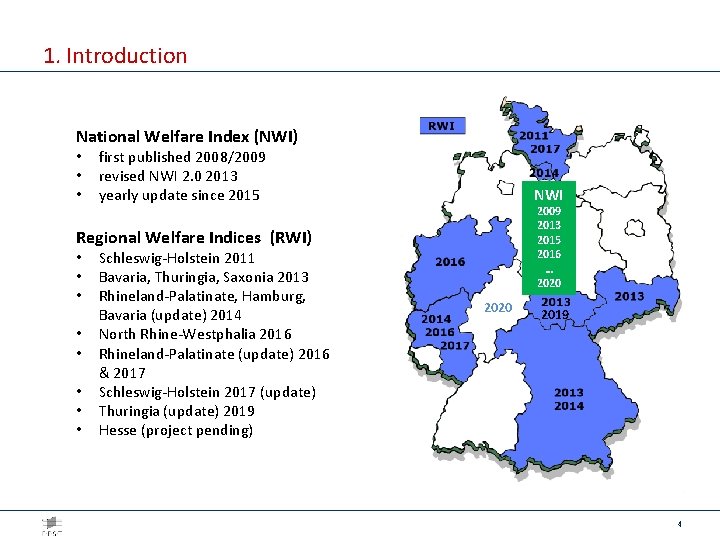 1. Introduction National Welfare Index (NWI) • • • first published 2008/2009 revised NWI