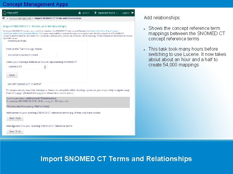 Concept Management Apps Add relationships: Shows the concept reference term mappings between the SNOMED