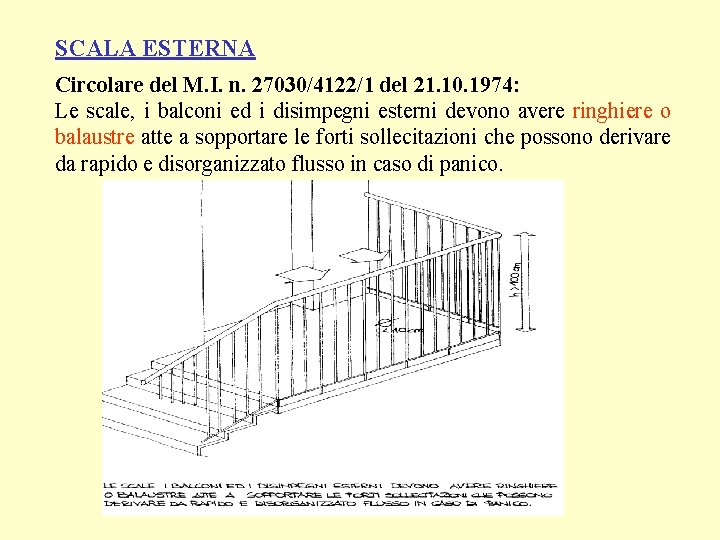 SCALA ESTERNA Circolare del M. I. n. 27030/4122/1 del 21. 10. 1974: Le scale,