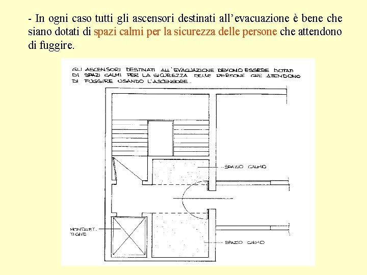 - In ogni caso tutti gli ascensori destinati all’evacuazione è bene che siano dotati