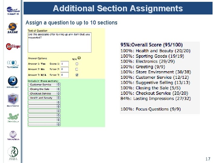 Additional Section Assignments Assign a question to up to 10 sections 17 