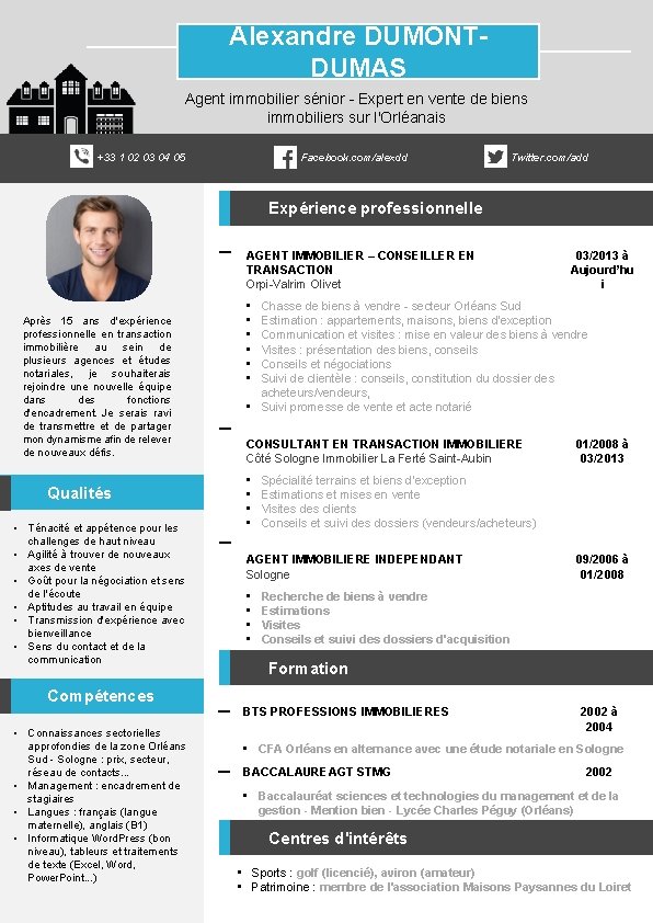 Alexandre DUMONTDUMAS Agent immobilier sénior - Expert en vente de biens immobiliers sur l'Orléanais