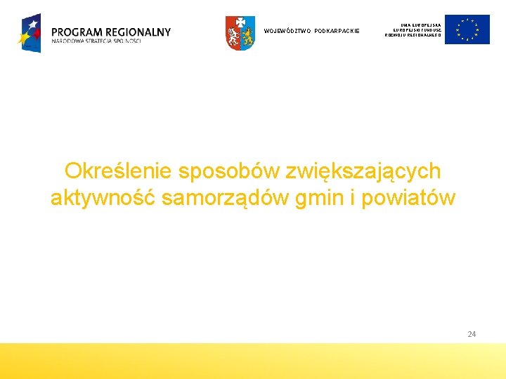 WOJEWÓDZTWO PODKARPACKIE UNIA EUROPEJSKI FUNDUSZ ROZWOJU REGIONALNEGO Określenie sposobów zwiększających aktywność samorządów gmin i