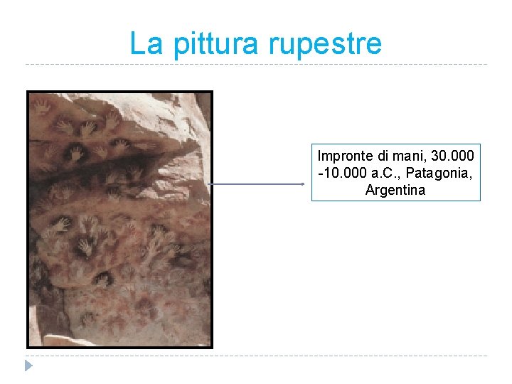 La pittura rupestre Impronte di mani, 30. 000 -10. 000 a. C. , Patagonia,