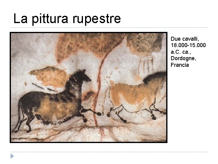 La pittura rupestre Due cavalli, 18. 000 -15. 000 a. C. ca. , Dordogne,