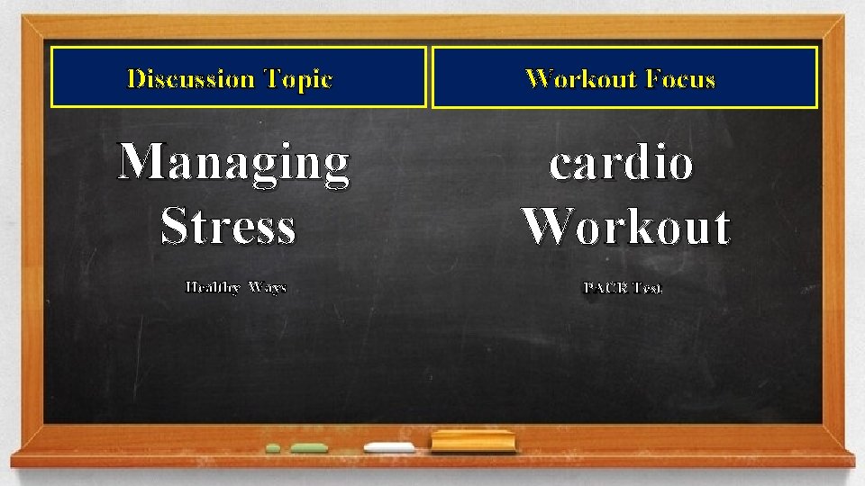 Discussion Topic Workout Focus Managing Stress cardio Workout Healthy Ways PACR Test 