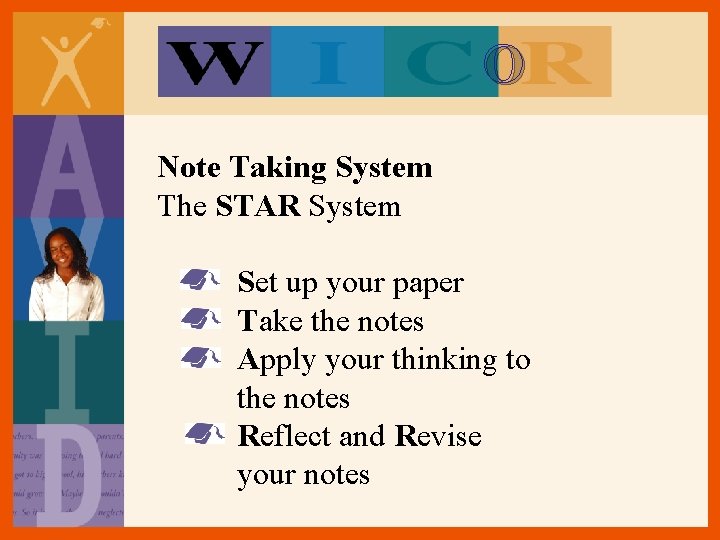 O Note Taking System The STAR System Set up your paper Take the notes